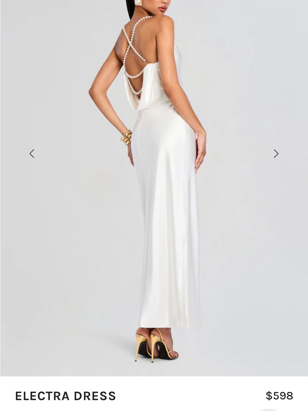 Dress - White Pearl Back Drape